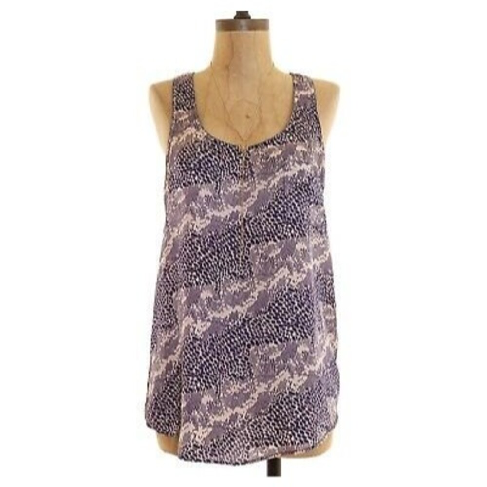 Collective Concepts Nordstrom Tank Top Size S Beaded Purple Animal Print EUC B77